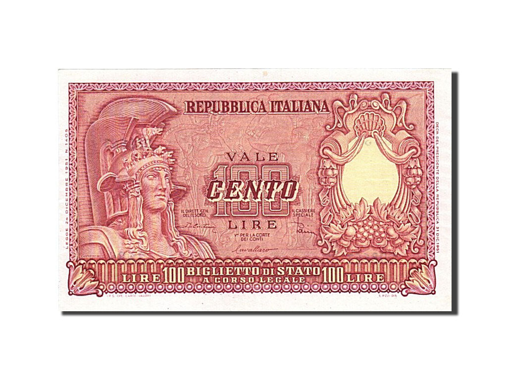 Italy, 100 Lire, 1951, KM:92b, 1951-12-31, AU(55-58)
