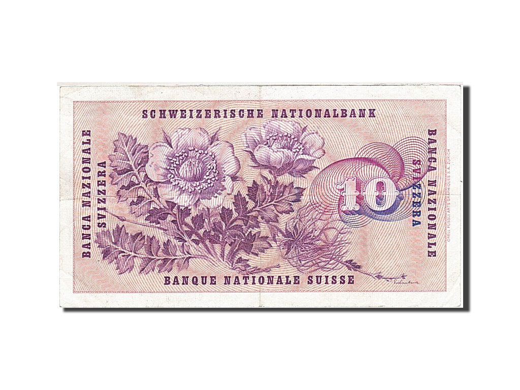 Switzerland, 10 Franken, 1954-1961, KM:45c, 1956-11-29, EF(40-45)