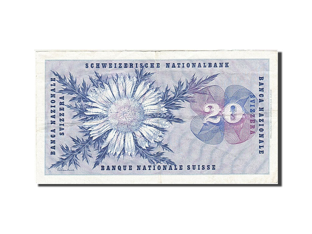 Geldschein, Schweiz, 20 Franken, 1954-1961, 1961-10-26, KM:46i, SS