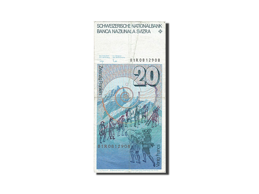 Switzerland, 20 Franken, 1976-1979, KM:55c, 1981, VF(20-25)