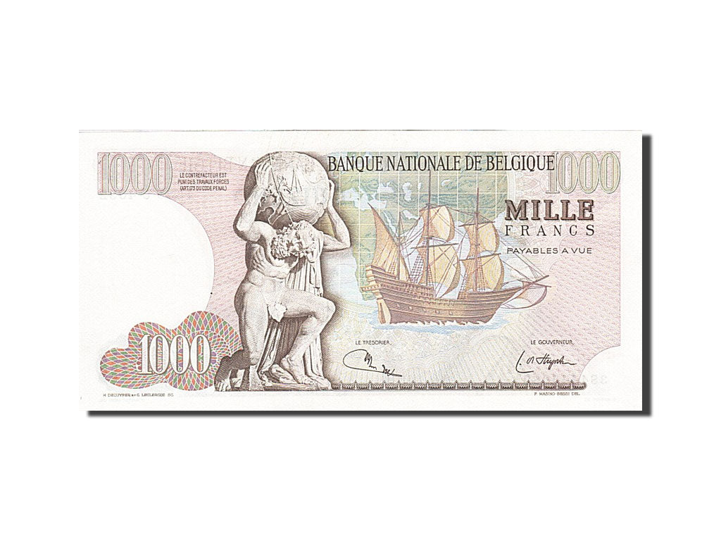 Belgium, 1000 Francs, 1961-1971, KM:136b, 1975-05-22, UNC(64)