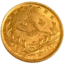 TURKEY, 100 Kurush, 1914, Qustantiniyah, KM #754, AU(55-58), Gold, 7.21