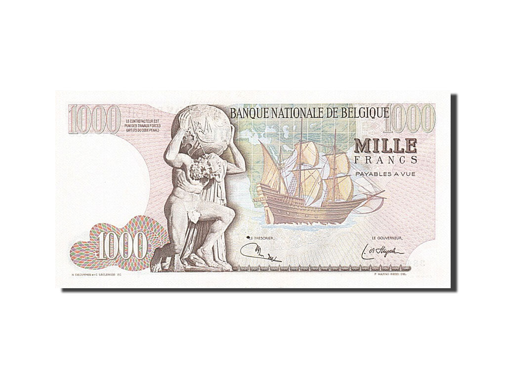 Belgium, 1000 Francs, 1961-1971, KM:136b, 1975-05-22, UNC(63)