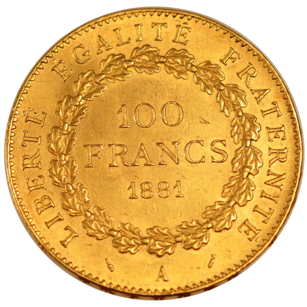 FRANCE, Génie, 100 Francs, 1881, Paris, KM #832, AU(55-58), Gold, Gadoury #1137,