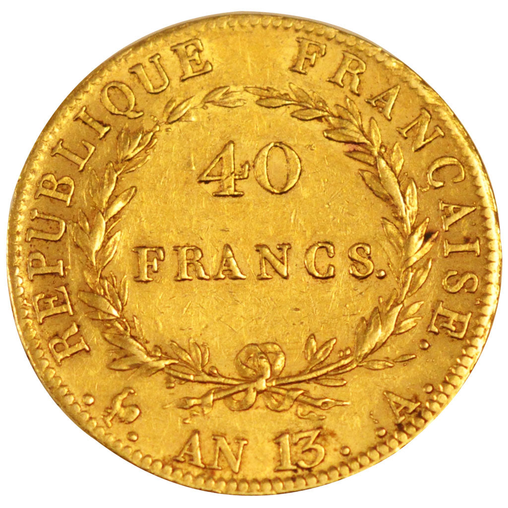 FRANCE, 40 Francs, 1804, Paris, AU(50-53), Gold, Gadoury #1081, 12.85