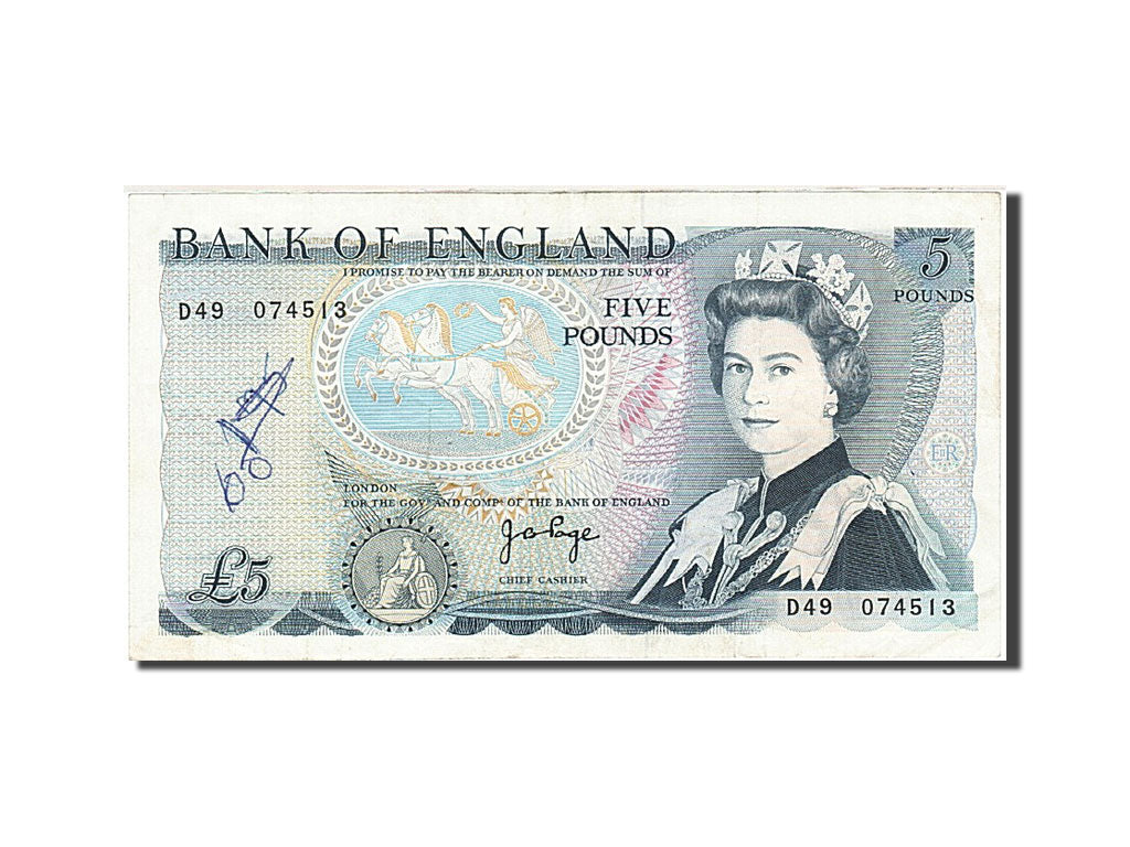 Banknote, Great Britain, 5 Pounds, 1971-1982, 1973-1980, KM:378b, VF(20-25)