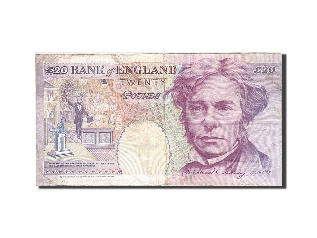 Great Britain, 20 Pounds, 1990-1992, KM:384b, 1991-1993, VF(20-25)