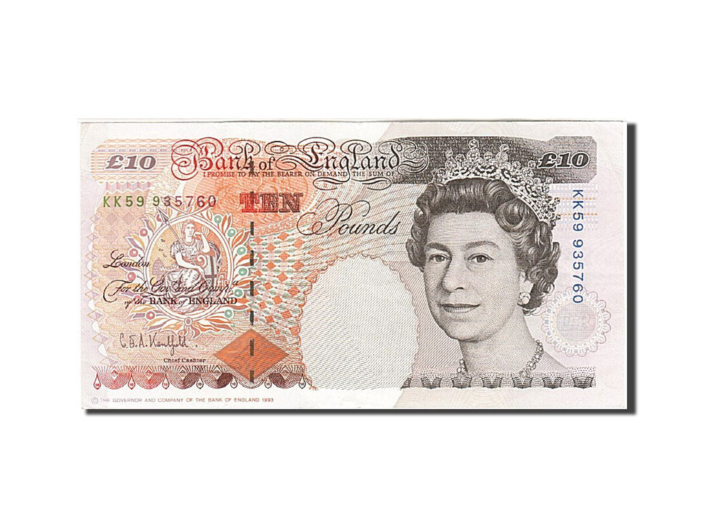 Great Britain, 10 Pounds, 1993, KM:386a, 1993-1998, UNC(63)
