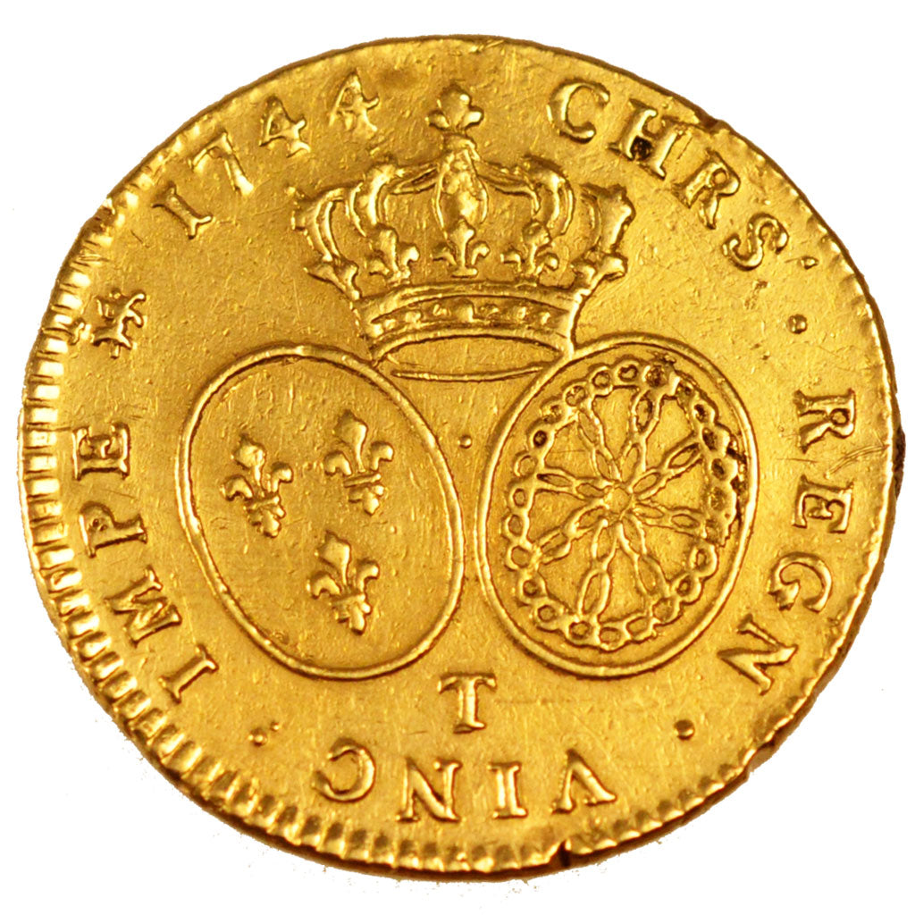 FRANCE, Double louis d'or au bandeau, 2 Louis D'or, 1744, Nantes, KM #519.16,...