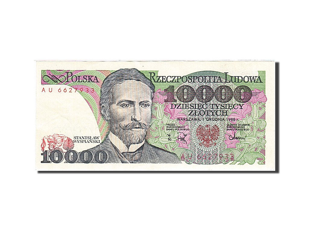 Poland, 10,000 Zlotych, 1987-1990, KM:151b, 1988-12-01, AU(55-58)
