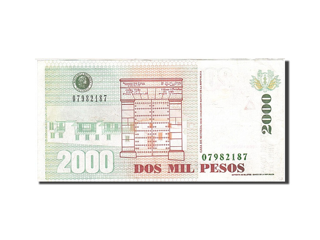 Colombia, 2000 Pesos, 2001, KM:451j, 2005-03-04, AU(55-58)