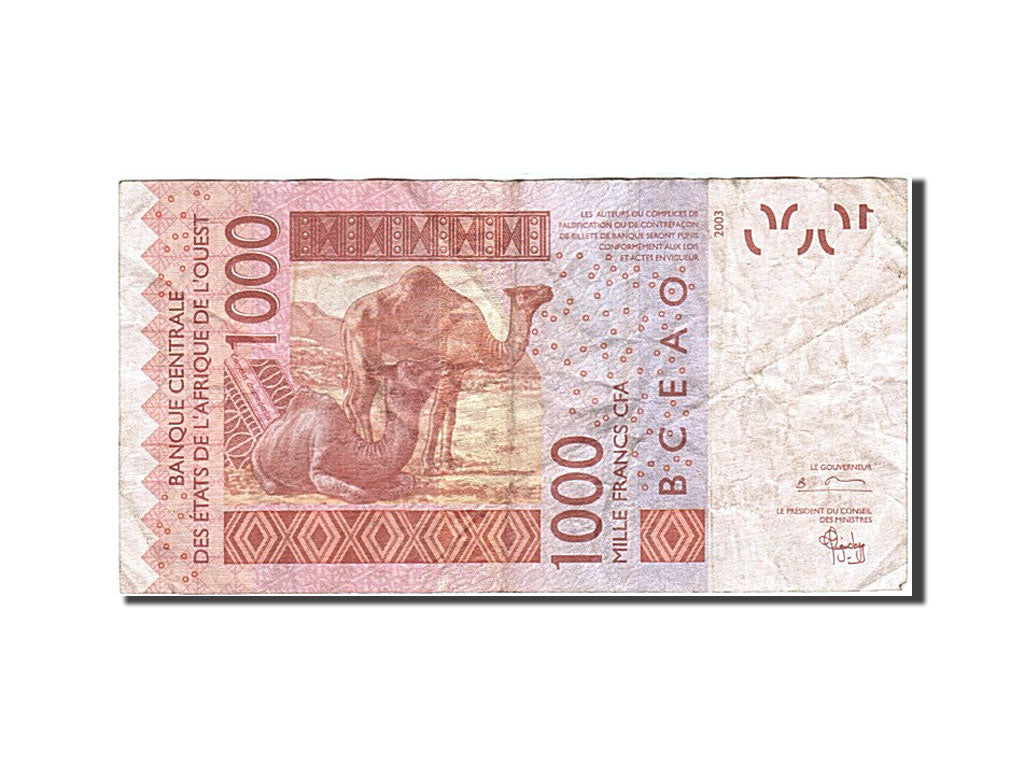 Banknote, West African States, 1000 Francs, 2003, 2003, KM:815Ta, VF(30-35)
