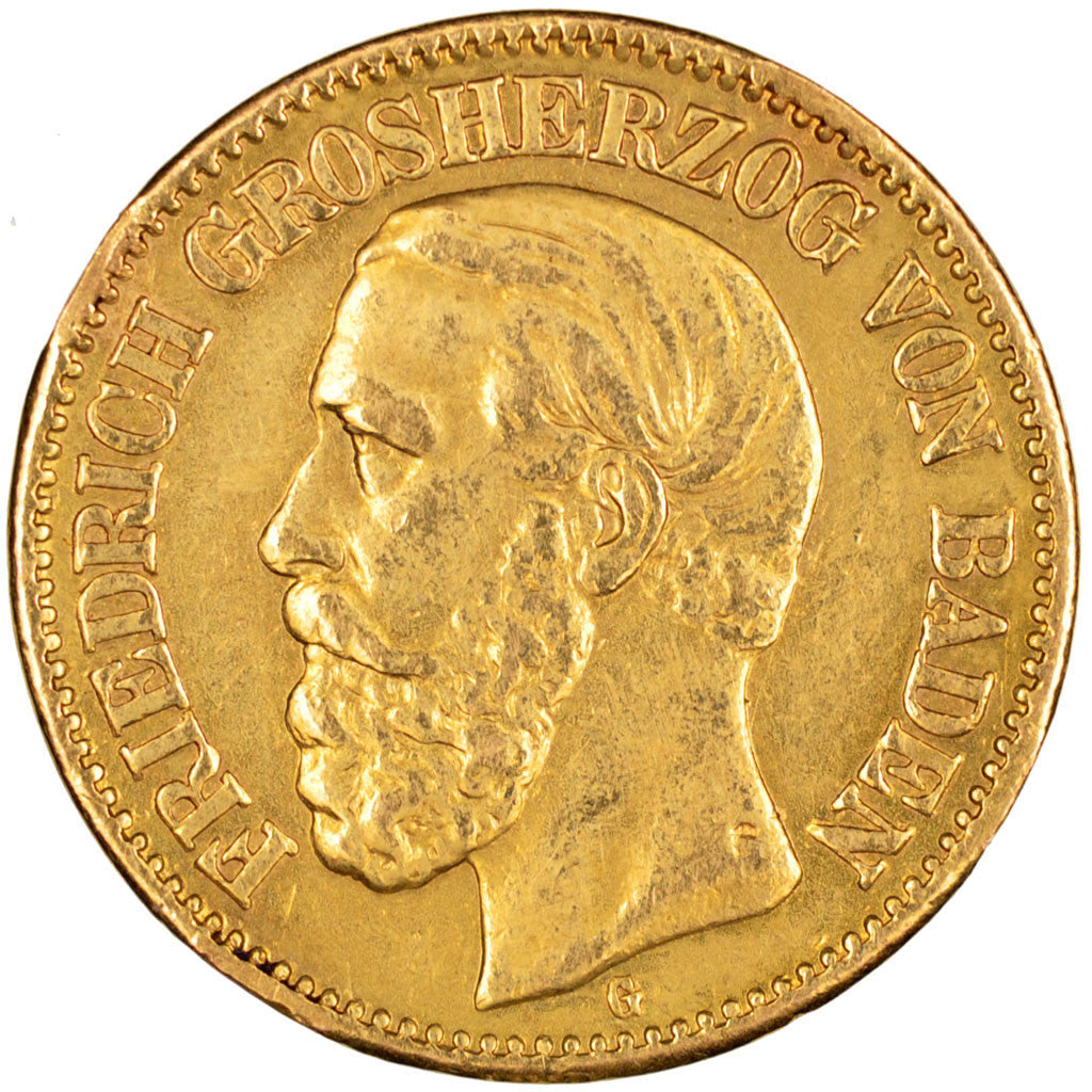 GERMAN STATES, 10 Mark, 1898, Stuttgart, KM #267, EF(40-45), Gold, 3.97