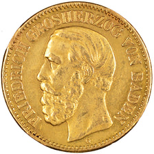 GERMAN STATES, 10 Mark, 1898, Stuttgart, KM #267, EF(40-45), Gold, 3.97