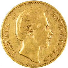 GERMAN STATES, 10 Mark, 1878, Munich, KM #898, EF(40-45), Gold, 3.93