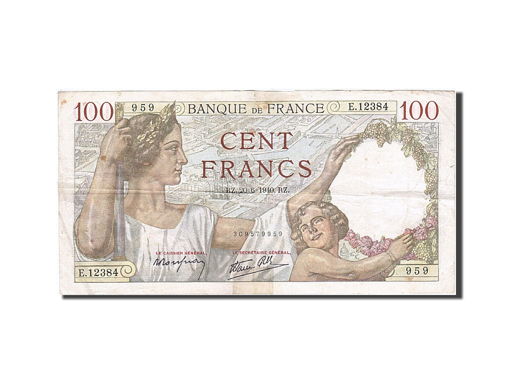 Geldschein, Frankreich, 100 Francs, 1939, 1941-06-20, S, Fayette:26.32, KM:94