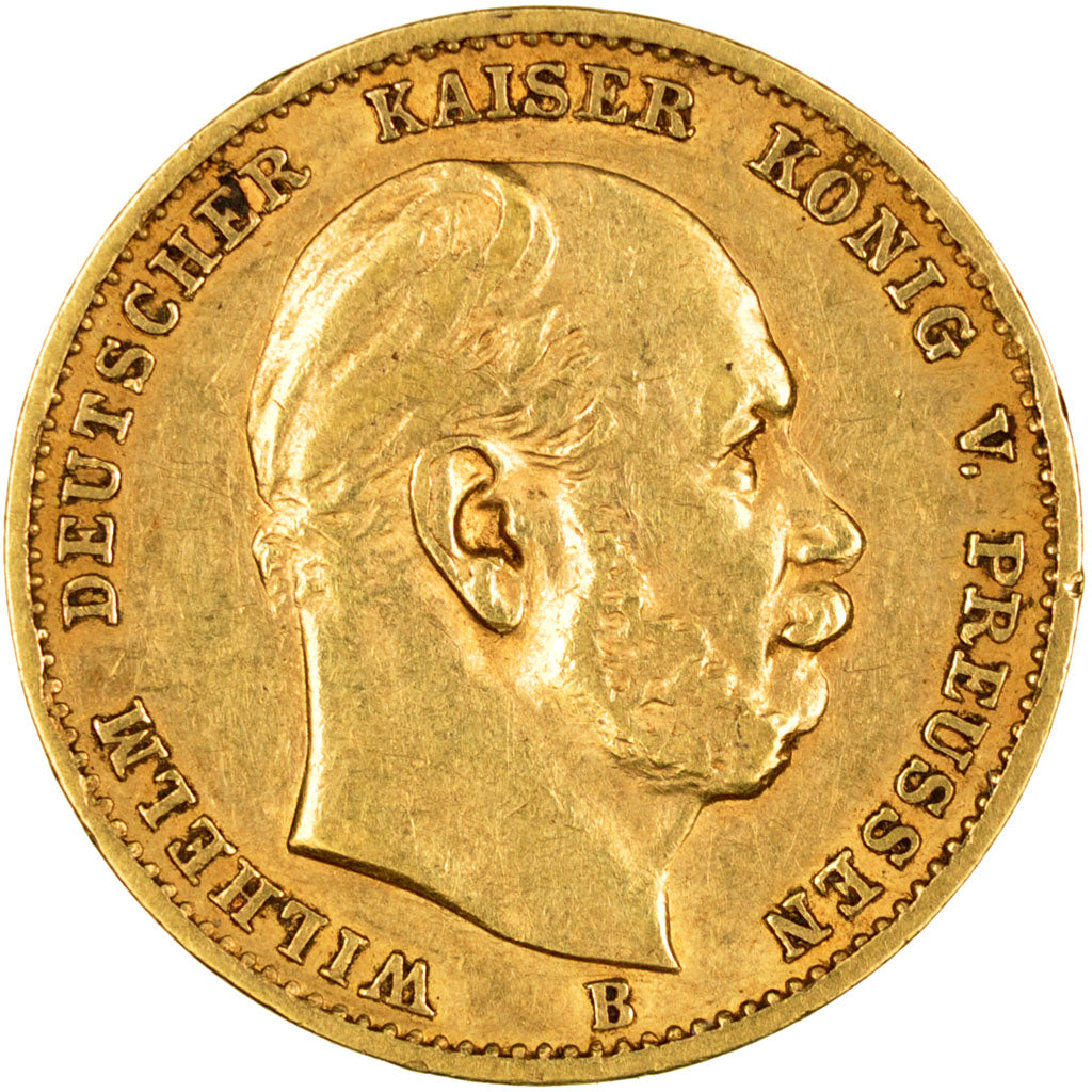 GERMAN STATES, 10 Mark, 1874, Bayreuth, KM #504, EF(40-45), Gold, 3.95
