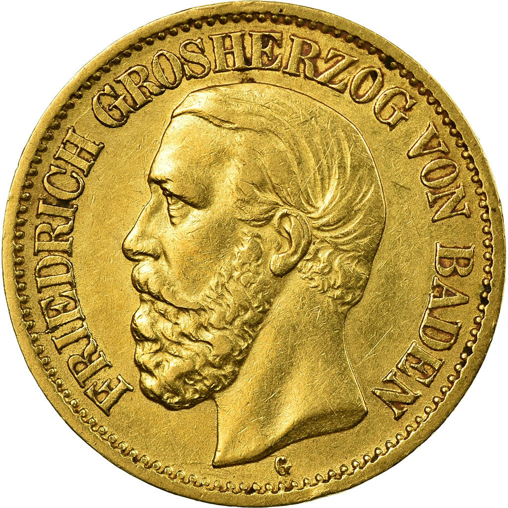 Coin, German States, BADEN, Friedrich I, 10 Mark, 1901, Stuttgart, EF(40-45)