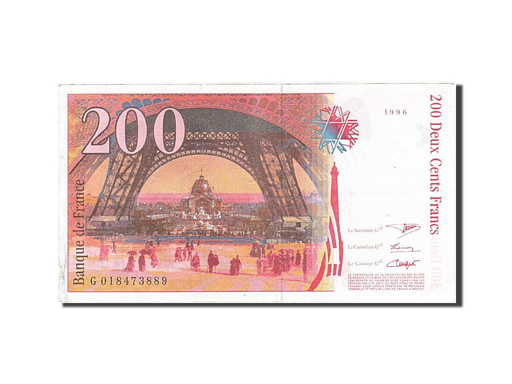 France, 200 Francs, 1995, KM:159a, 1996, AU(55-58), Fayette:75.2