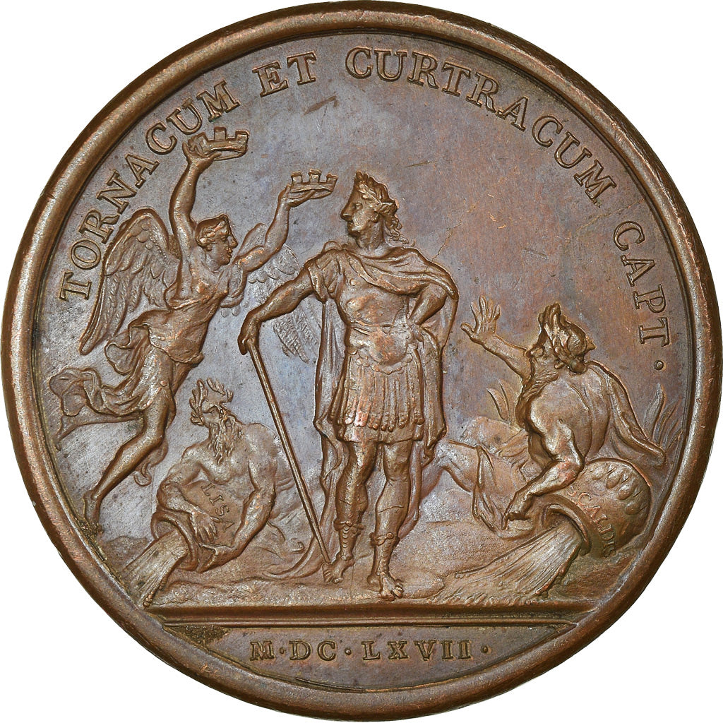 Frankrijk, Medaille, Louis XIV, Prise de Tournai et Courtrai, History, 1667