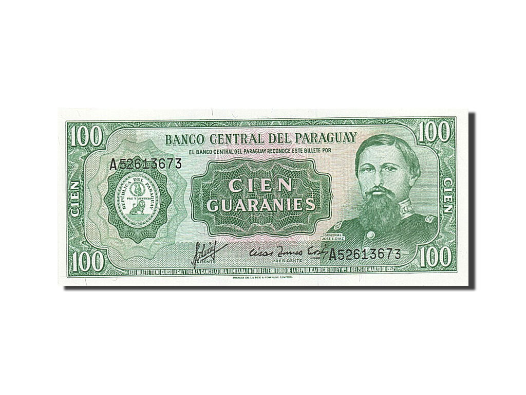 Banknote, Paraguay, 100 Guaranies, 1982-1990, 1982, KM:205, UNC(65-70)