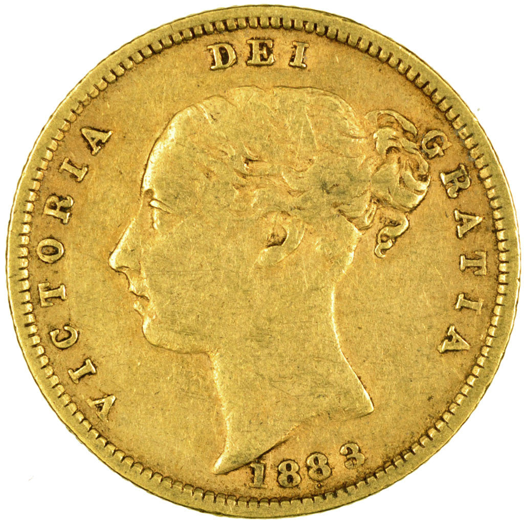 GREAT BRITAIN, 1/2 Sovereign, 1883, KM #735.1, EF(40-45), Gold, 3.90