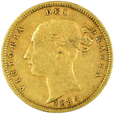 GREAT BRITAIN, 1/2 Sovereign, 1883, KM #735.1, EF(40-45), Gold, 3.90
