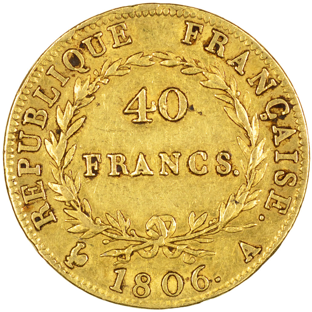 FRANCE, Napoléon I, 40 Francs, 1806, Paris, KM #675.1, EF(40-45), Gold, Gadoury 