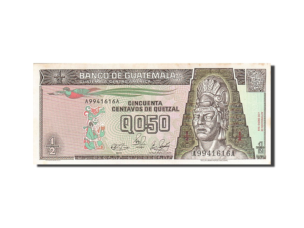 Guatemala, 1/2 Quetzal, 1989-1990, KM:72a, 1989-01-04, UNC(60-62)