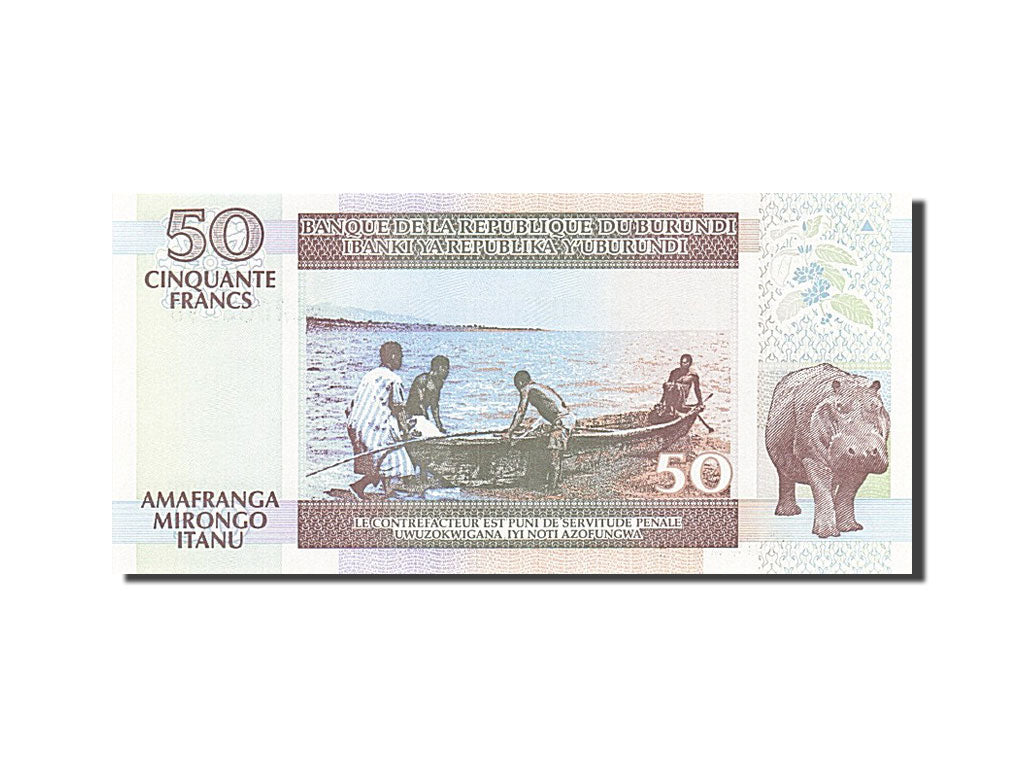 Banknote, Burundi, 50 Francs, 1993-1997, 2001-08-01, KM:36c, UNC(65-70)