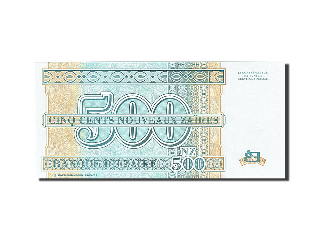 Banknote, Zaire, 500 Nouveaux Zaïres, 1994-1996, 1995-01-30, KM:65a, UNC(65-70)
