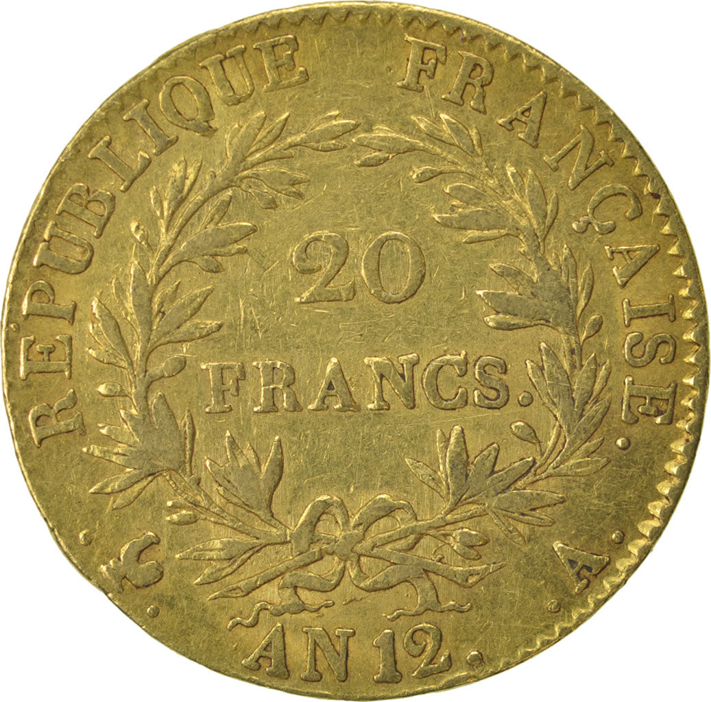 FRANCE, Napoléon I, 20 Francs, 1803, Paris, KM #651, EF(40-45), Gold, Gadoury #.