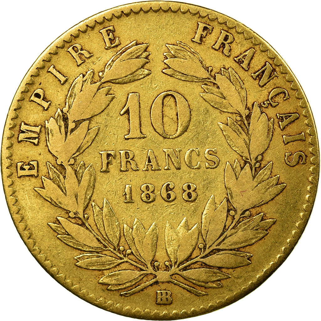 Munten, Frankrijk, Napoleon III, Napoléon III, 10 Francs, 1868, Strasbourg, ZF
