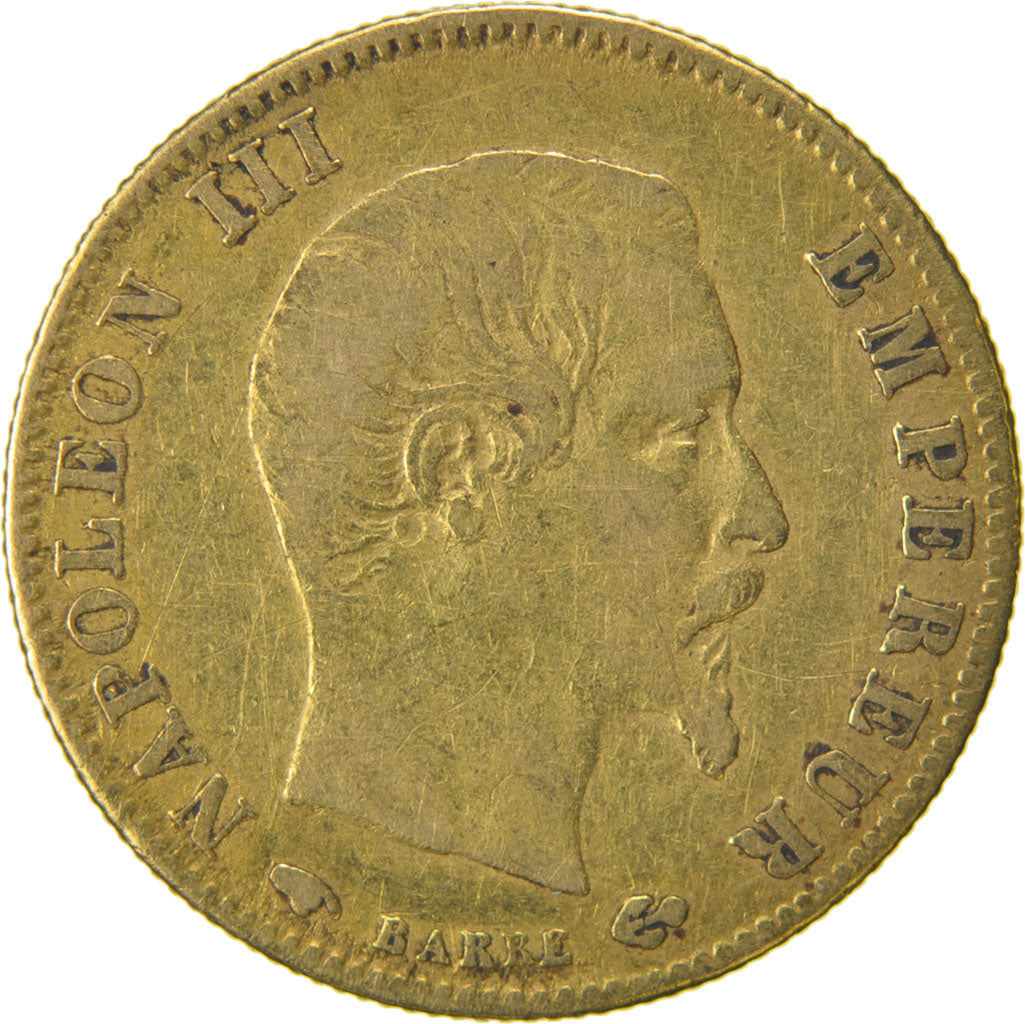 FRANCE, Napoléon III, 5 Francs, 1860, Paris, KM #787.1, EF(40-45), Gold, 16.7, G