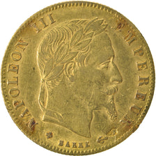 FRANCE, Napoléon III, 5 Francs, 1867, Strasbourg, KM #803.2, AU(50-53), Gold, G.