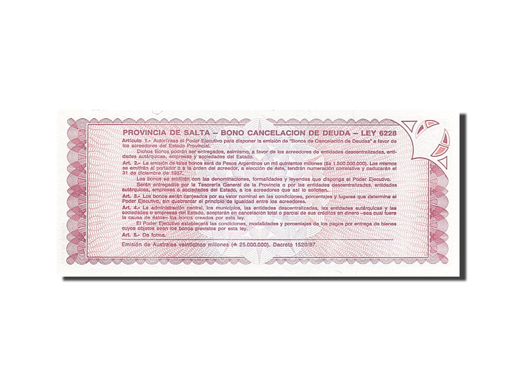 Banconote, Argentina, 1 Austral, 1986, KM:S2612c, 1987-12-31, FDS