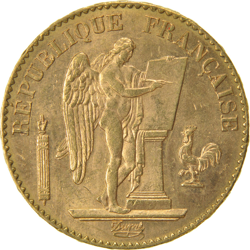 FRANCE, Génie, 20 Francs, 1895, Paris, KM #825, AU(55-58), Gold, Gadoury #1063,