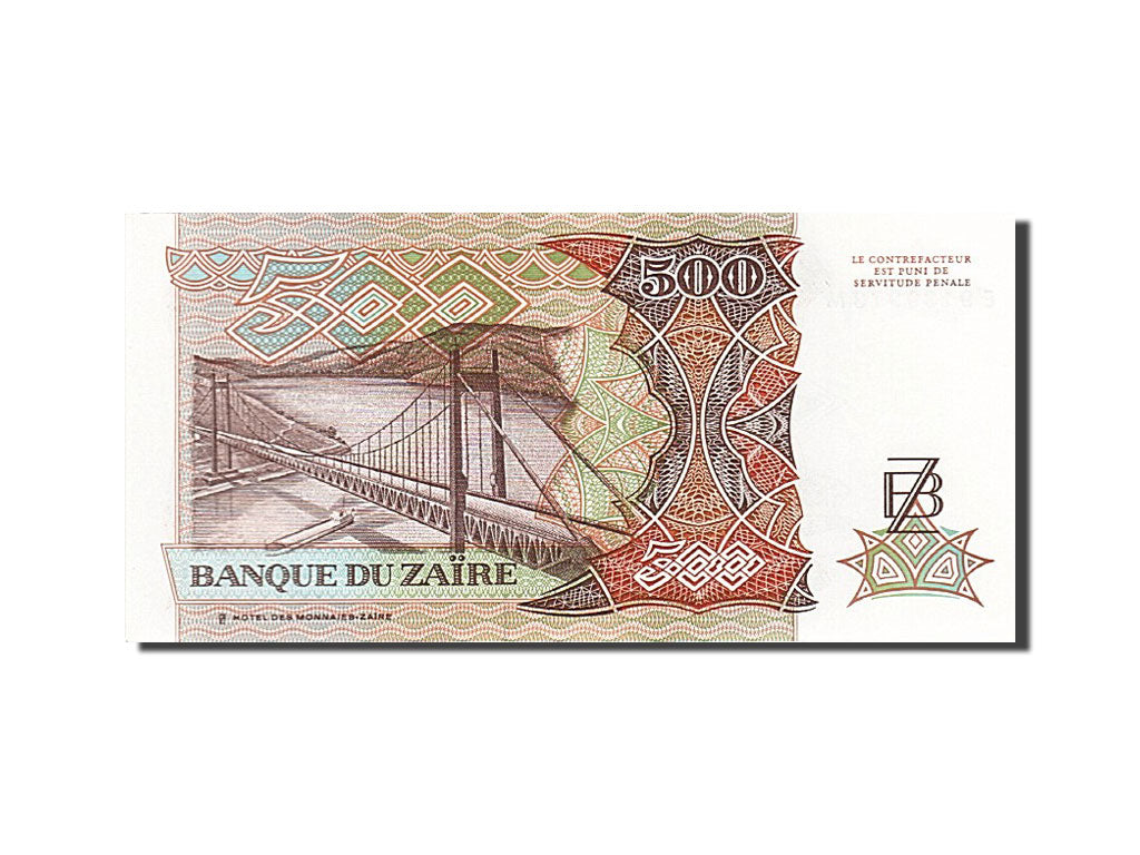 Banknote, Zaire, 500 Zaïres, 1988-1992, 1989-06-24, KM:34a, UNC(65-70)