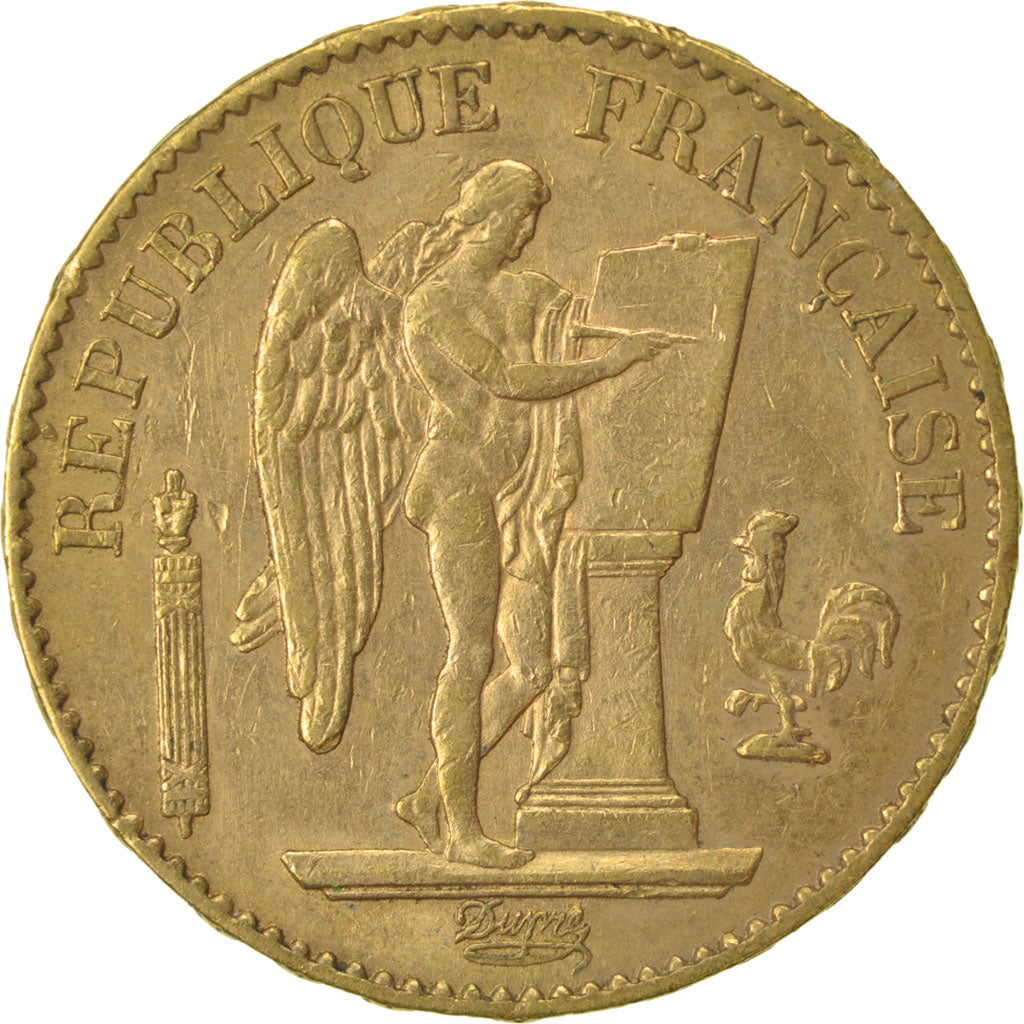 FRANCE, Génie, 20 Francs, 1879, Paris, KM #825, AU(50-53), Gold, Gadoury #1063,