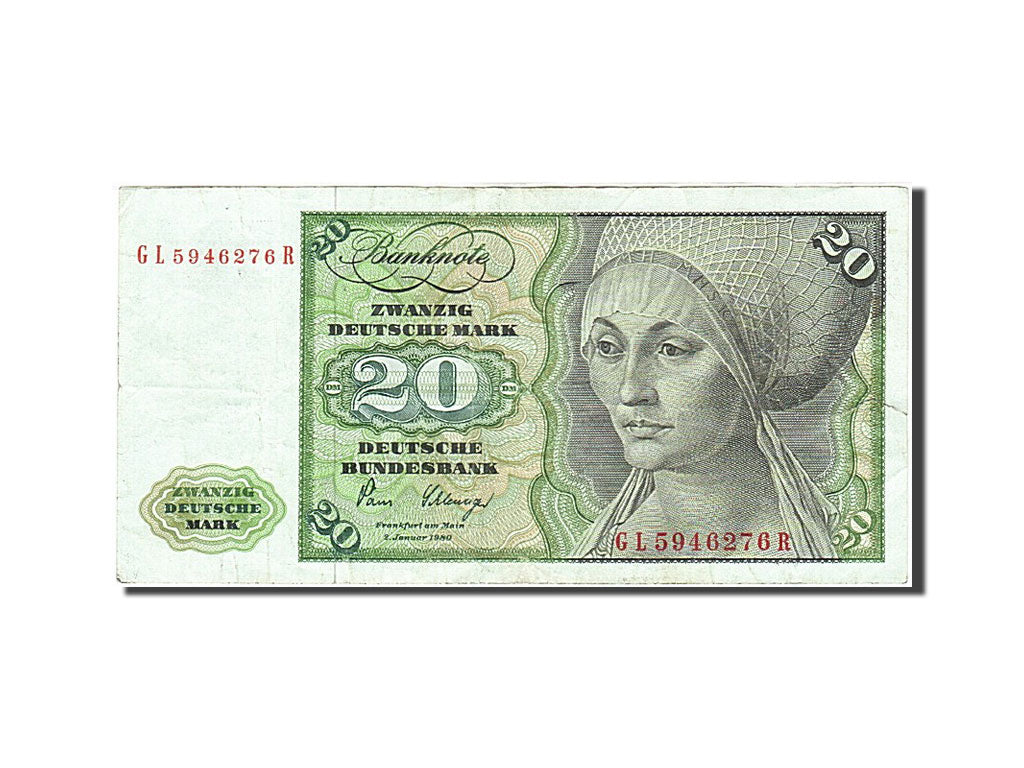 Banknote, GERMANY - FEDERAL REPUBLIC, 20 Deutsche Mark, 1970-1980, 1980-01-02