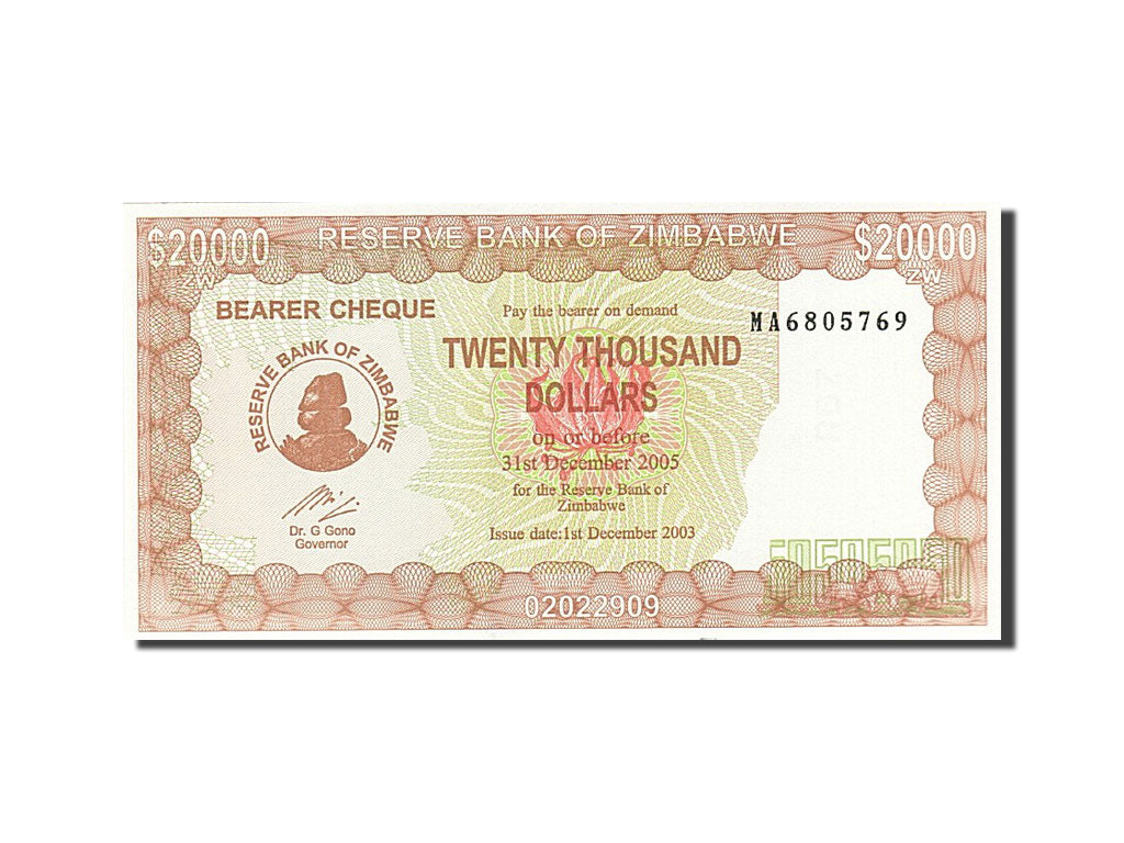 Geldschein, Simbabwe, 20,000 Dollars, 2003, 2003, KM:23e, UNZ