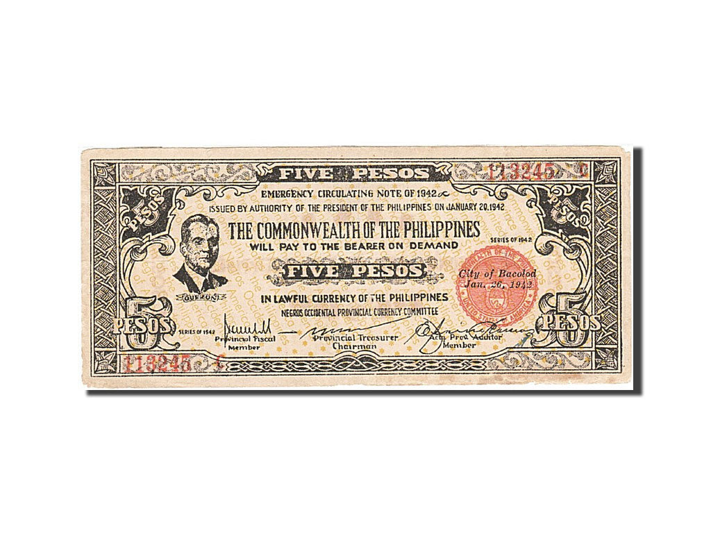 Philippines, 5 Pesos, 1942, KM:S648a, 1942-01-26, EF(40-45)