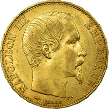 Moneda, Francia, Napoleon III, Napoléon III, 20 Francs, 1855, Paris, MBC+, Oro