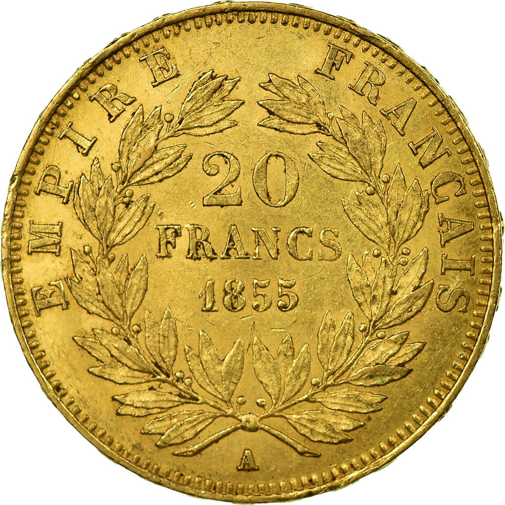 Coin, France, Napoleon III, Napoléon III, 20 Francs, 1855, Paris, AU(50-53)
