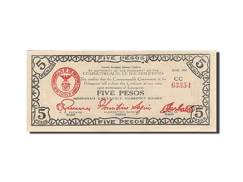 Banknote, Philippines, 5 Pesos, 1943, 1943, KM:S517a, UNC(63)