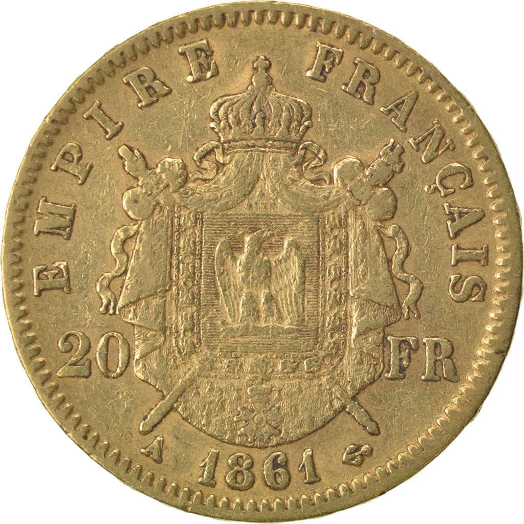 Second Empire, 20 francs or Napoléon III tête laurée