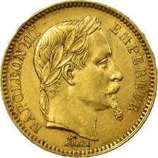 Coin, France, Napoleon III, Napoléon III, 20 Francs, 1864, Paris, AU(50-53)
