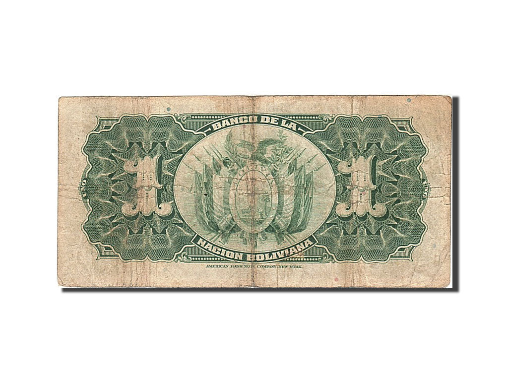Bolivia, 1 Boliviano, 1911, KM:102a, 1911-05-11, VF(20-25)