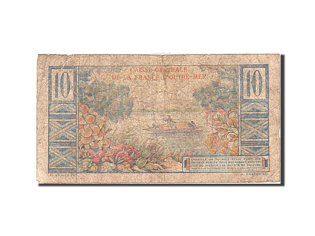 French Equatorial Africa, Congo, 10 Francs, 1947-1952, KM:21, 1947, VF(20-25)