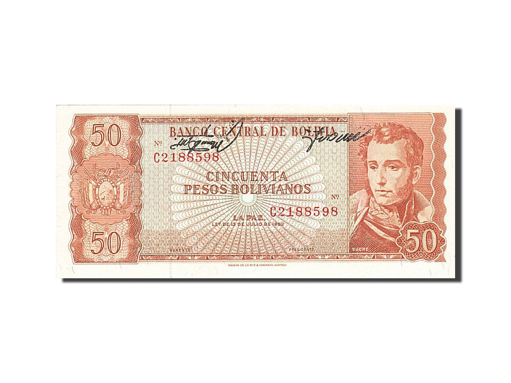 Bolivia, 50 Pesos Bolivianos, 1962, Undated (1962), KM:162a, UNC(65-70)